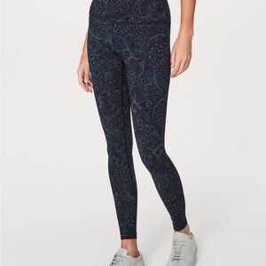 Lululemon Wunder Under High Rise Tight Nouveau Mach Blue Black Size 4